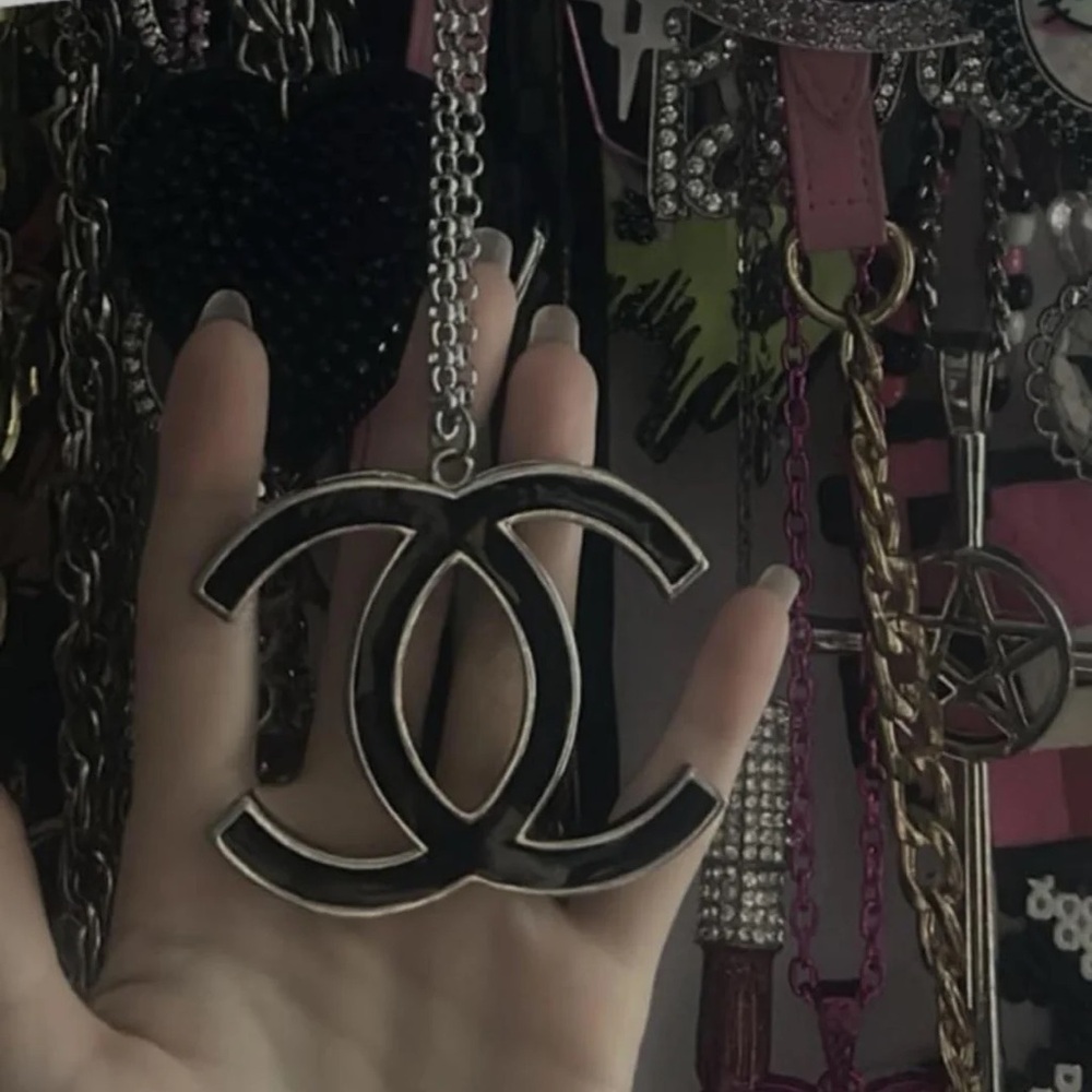 ISO CHANEL Black and Silver Logo Pendant